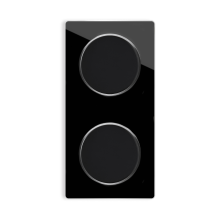 2x interrupteurs simple allumage avec plaque de finition en verre 2 postes, verticale - Noir