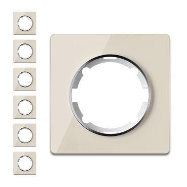 Plaque de finition Garda en verre, 1 poste, encastrÃ (pack de 7)-"Beige 7 pieces"