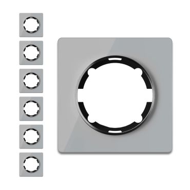 Plaque de finition Garda en verre, 1 poste, encastrÃ (pack de 7)-"Gris 7 pieces"