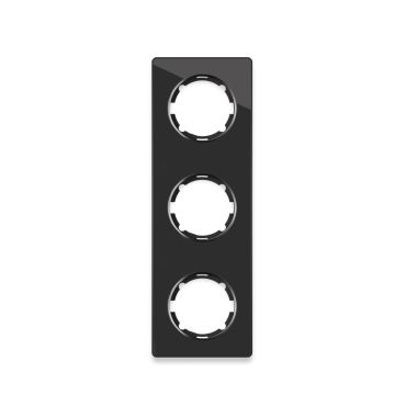 Plaque de finition en verre Garda, 3 postes, vertical-"Noir"