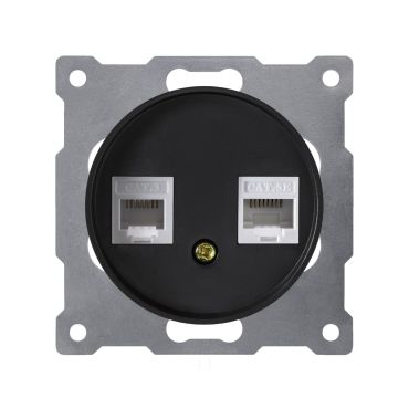 Prise double 2xRJ45, Cat.5e UTP-"Noir"