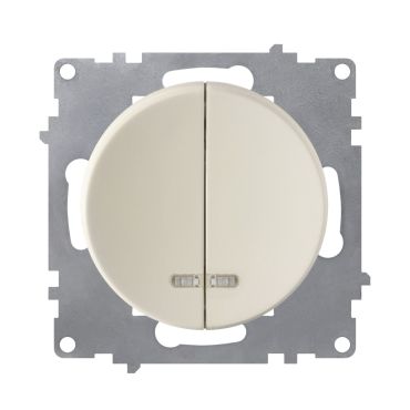 Interrupteur double, simple allumage, témoin lumineux, 1 voie-"Beige"
