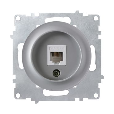 Prise réseau RJ45, prise réseau 1xRJ45, CAT5e, encastrée, sans cadre-"Gris"