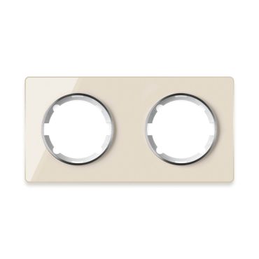 Plaque de finition Garda en verre, horizontal, 2 postes-"Beige"