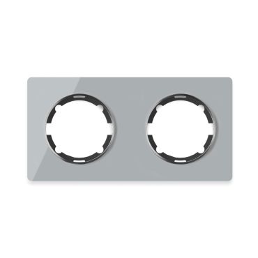 Plaque de finition Garda en verre, horizontal, 2 postes-"Gris"