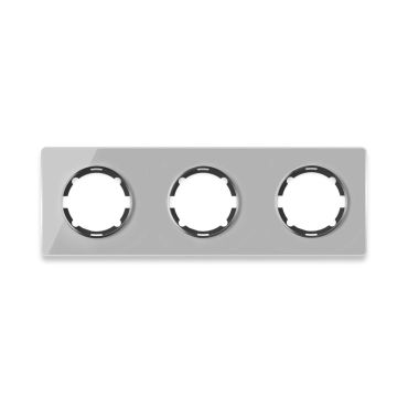 Plaque de finition Garda en verre,  horizontal, 3 postes-"Gris"