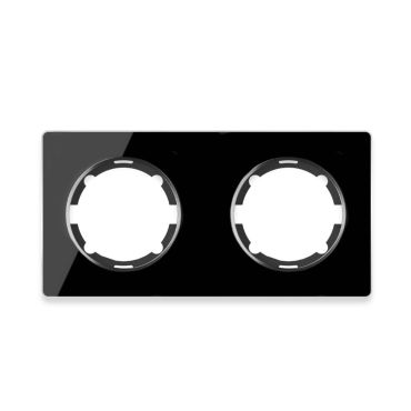 Plaque de finition Garda en verre, horizontal, 2 postes-"Noir"