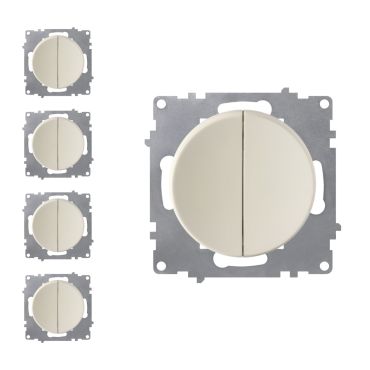 Interrupteur double, 1 voie (pack de 5)-"Beige 5 piéces"