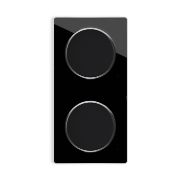 2x interrupteurs simple allumage avec plaque de finition en verre 2 postes, verticale - Noir