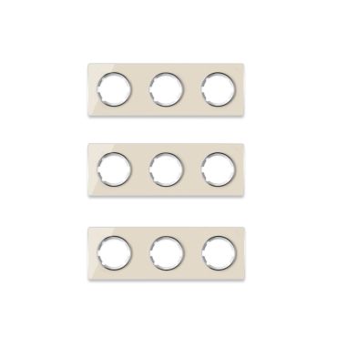 Plaque de finition Garda en verre, horizontal, 3 postes (pack 3)-"Beige"