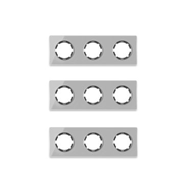 Plaque de finition Garda en verre, horizontal, 3 postes (pack 3)-"Gris"