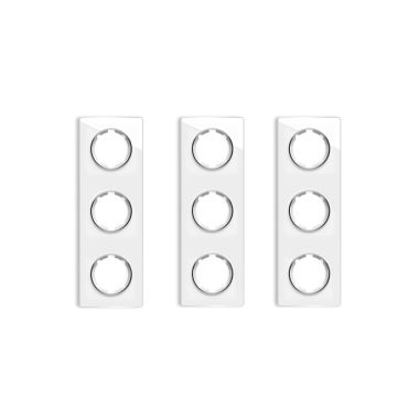 Plaque de finition en verre Garda, 3 postes, vertical (pack 3)-"Blanc"