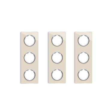 Plaque de finition en verre Garda, 3 postes, vertical (pack 3)-"Beige"