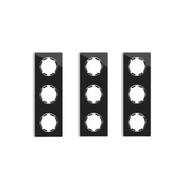 Plaque de finition en verre Garda, 3 postes, vertical (pack 3)-"Noir"