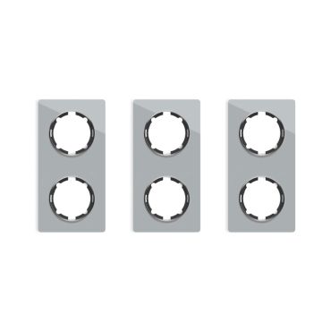 Plaque de finition Garda en verre, 2 postes, vertical (pack 3)-"Gris"
