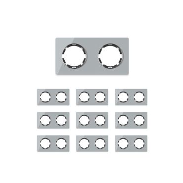 Plaque de finition Garda en verre, horizontal, 2 postes (pack 10)-"Gris"