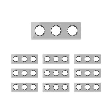 Plaque de finition Garda en verre, horizontal, 3 postes (pack 10)-"Gris"