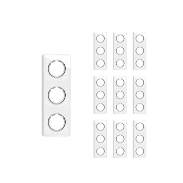 Plaque de finition en verre Garda, 3 postes, vertical (pack 10)-"Blanc"