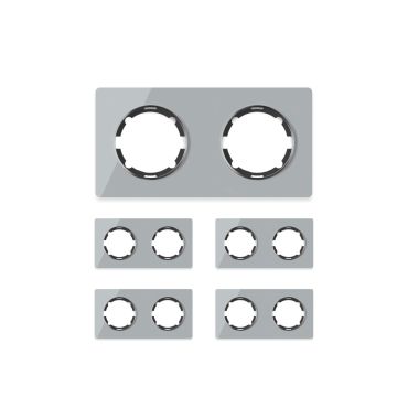Plaque de finition Garda en verre, horizontal, 2 postes (pack 5)-"Gris"