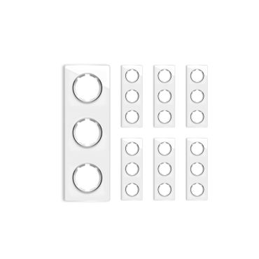 Plaque de finition en verre Garda, 3 postes, vertical (pack 7)-"Blanc"