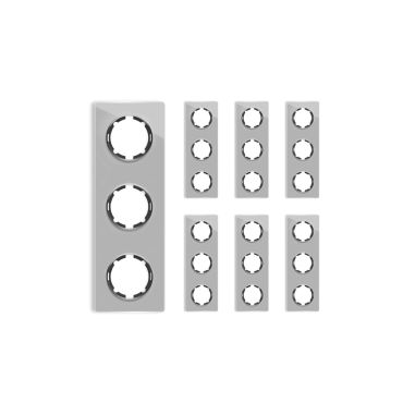 Plaque de finition en verre Garda, 3 postes, vertical (pack 7)-"Gris"