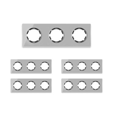 Plaque de finition Garda en verre, horizontal, 3 postes (pack 5)-"Gris"